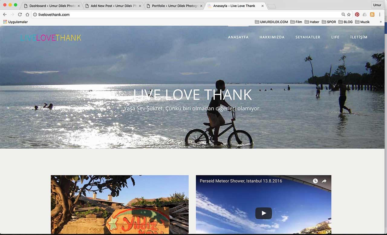 Travel & life blog LiveLoveThank.com web design and application work.