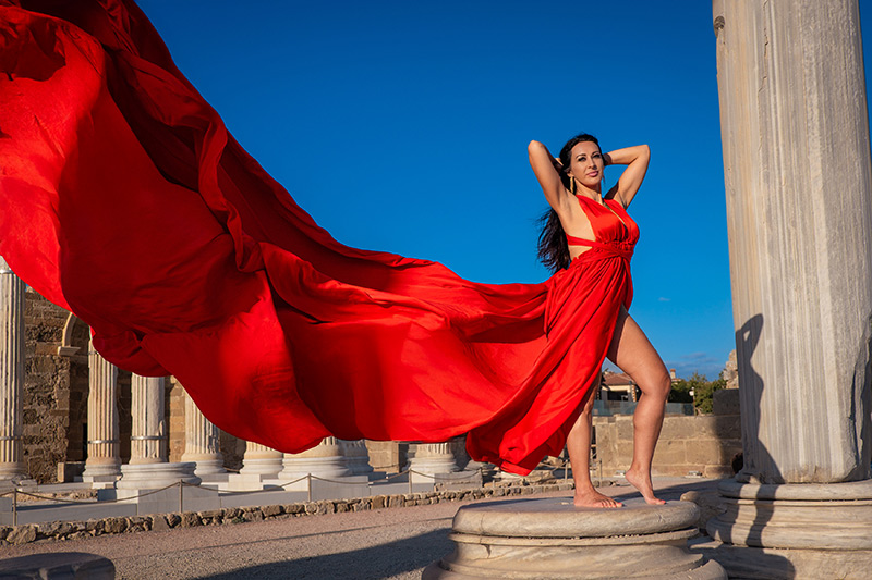 Antalya Flying Dress Prices. Flying Dress Photoshoot in Side, Antalya with Marta M.